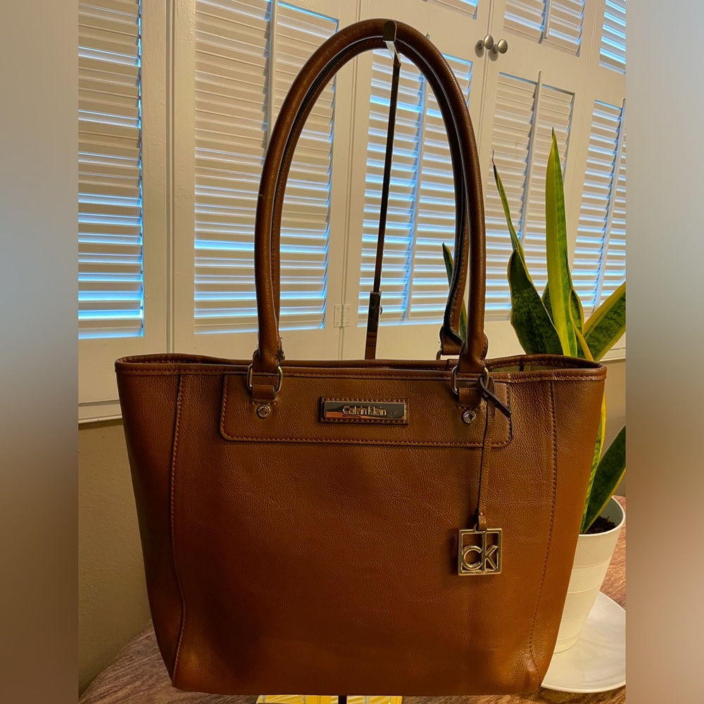 Calvin Klein - Beautiful Coated Canvas Brown Tote Bag!!!